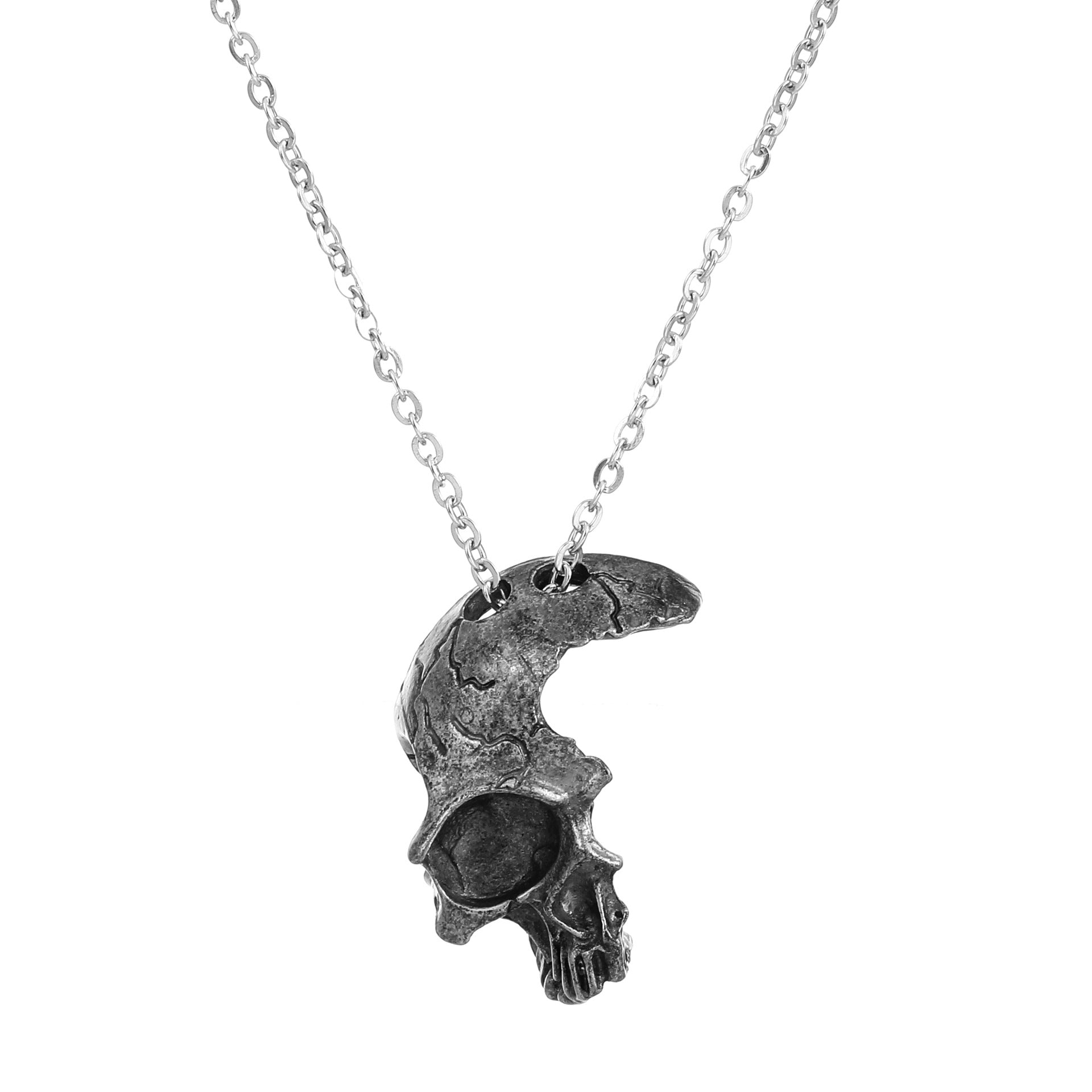 Wholesale Alloy Gothic Half Face Skull Necklace